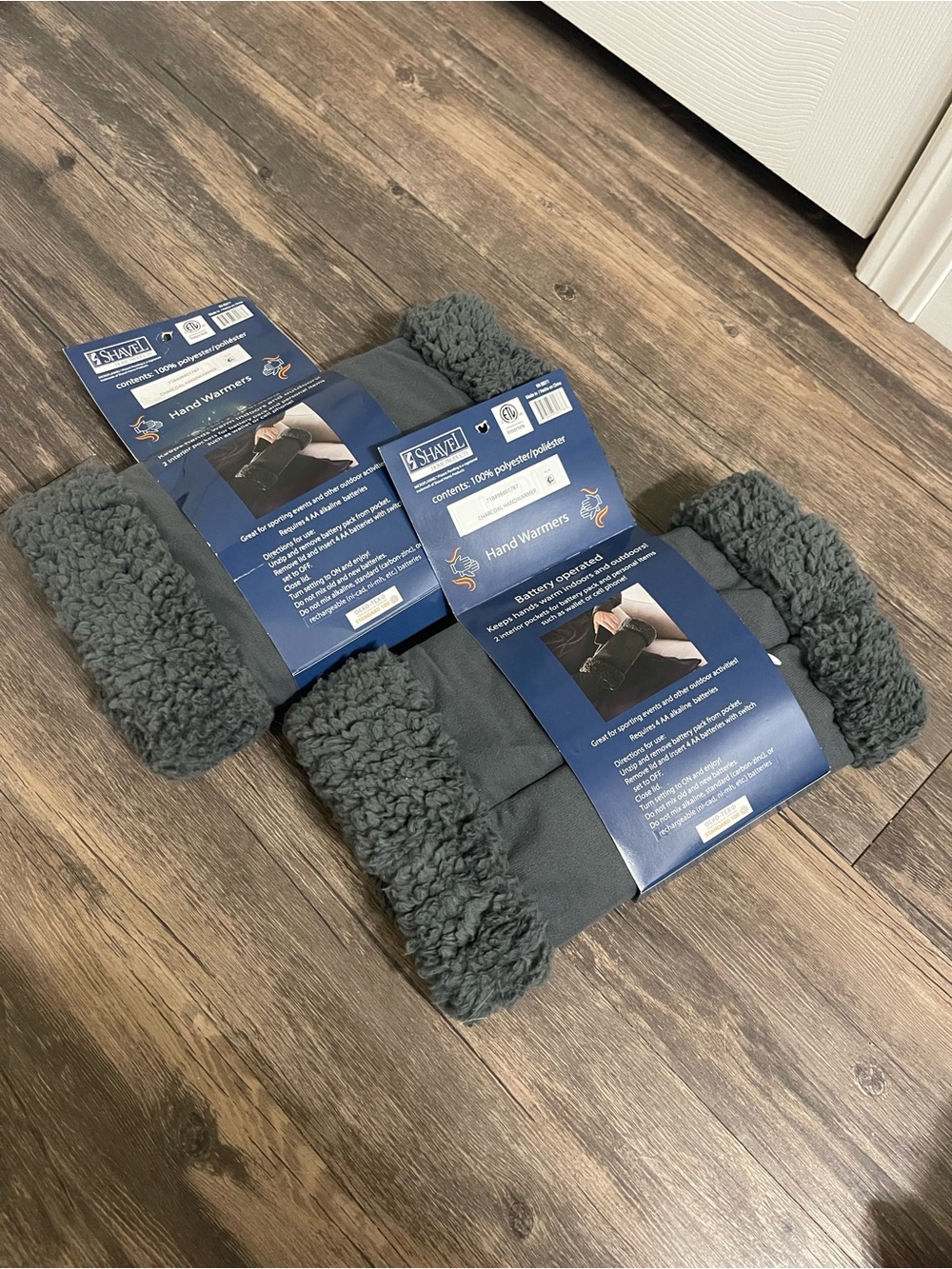 Battery Operated Gray Sherpa Hand Warmers - Pack of 2